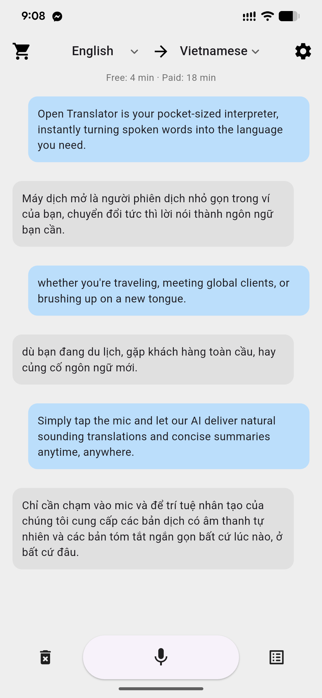 Open Translator mobile app mockup